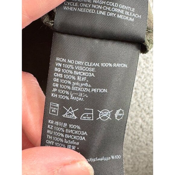 H&M Conscious Choice Olive Green Short Sleeve V-Neck Dress Size XS NWT - Picture 8 of 9